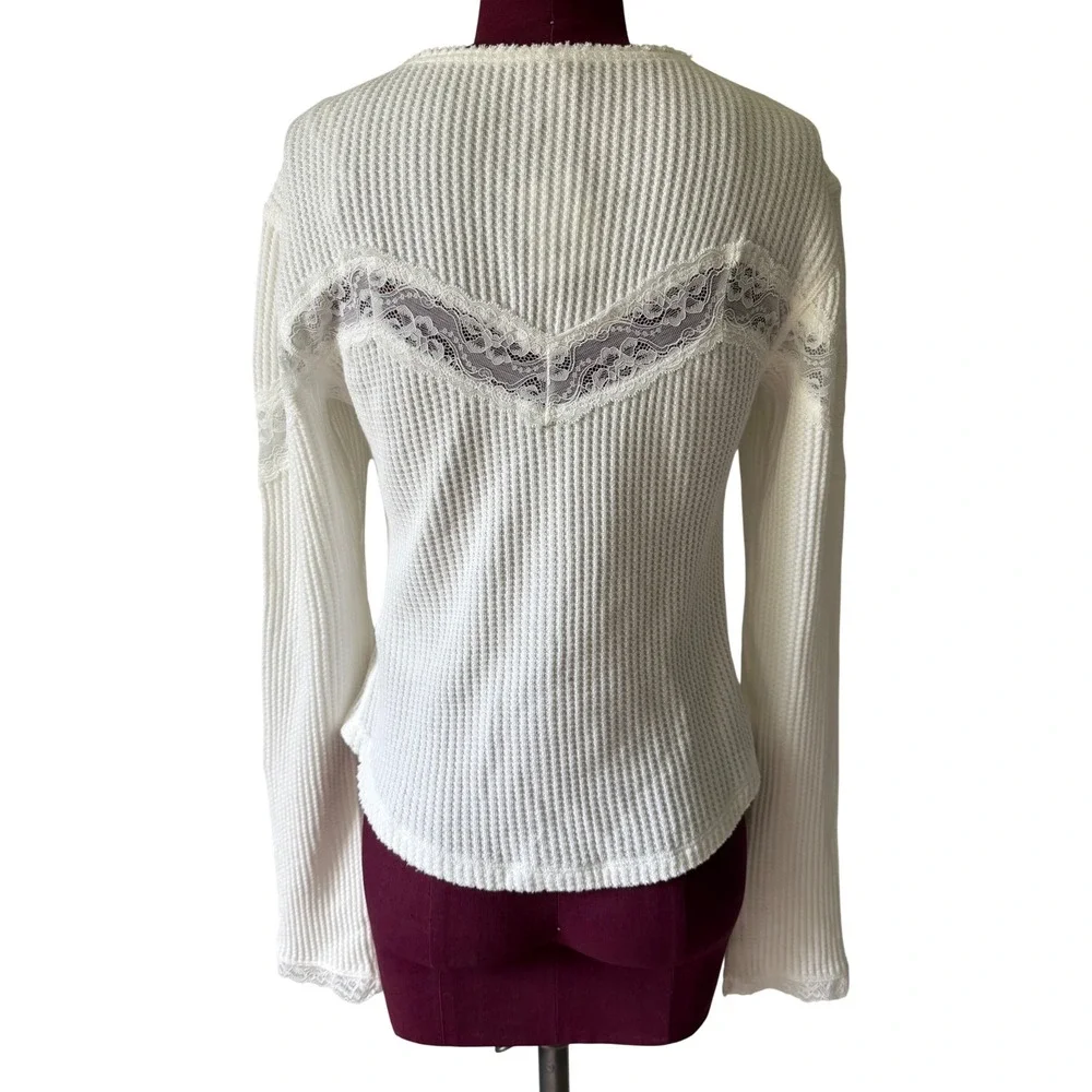 Free People Top Lets Party Cardi NEW Lace long Sleeve White Medium